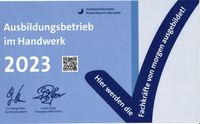 Ausbildungsbetrieb im Handwerk 2023, Urkunde der Handwerkskammer Niederbayern-Oberpfalz